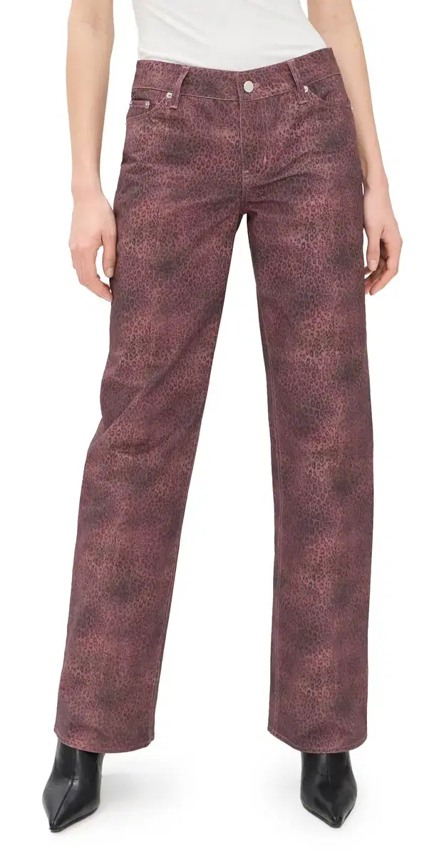 Peachy Den Cicely traight Leg Trousers Red Leopard