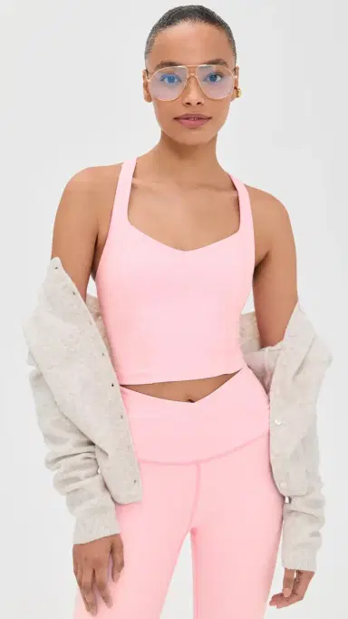Beyond Yoga Intensity Racerack Cropped Tank Frosty Pink Heather | Thumbnail 2