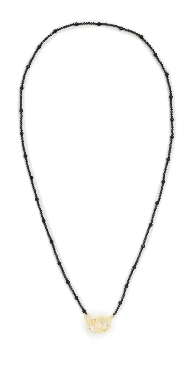 Gorjana Power Gemstone Long Beaded Necklace Gold/Black Onyx One Size