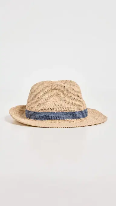 Hat Attack Frankie Fedora Hat Natural/Denim | Thumbnail 2 Hat Attack Frankie Fedora Hat Natural/Denim | Thumbnail 2