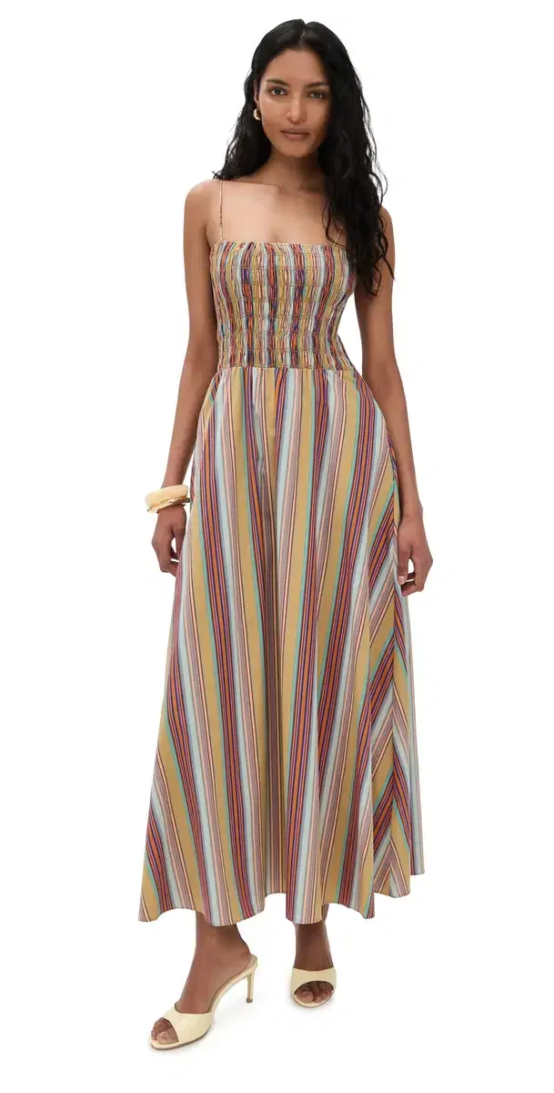 Anniken Maxi Dress Agua Stripe/Mustard