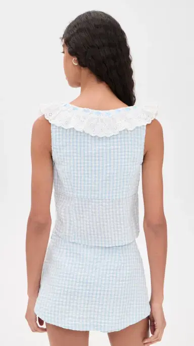 For Love & Lemons Bradford Gingham Top Blue | Thumbnail 3