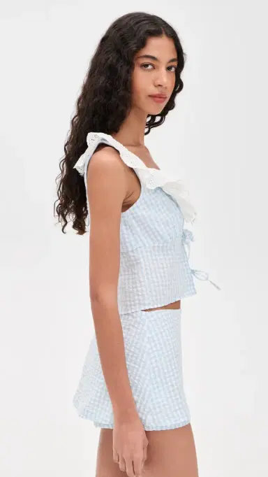 For Love & Lemons Bradford Gingham Top Blue | Thumbnail 4