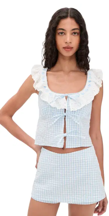 For Love & Lemons Bradford Gingham Top Blue | Thumbnail 1