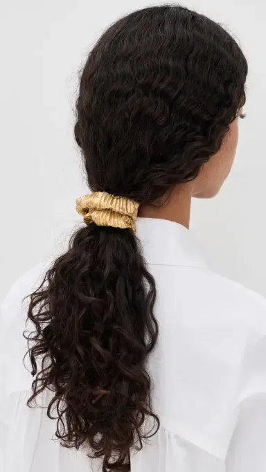 Lele Sadoughi Metallic Scrunchie Gold One Size | Thumbnail 3