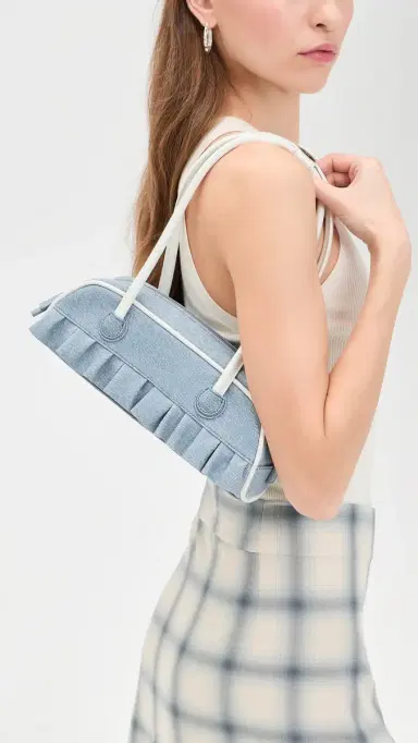 MARGESHERWOOD x Peanuts Boston Mini Bag Blue & White Denim Effect Suede One Size | Thumbnail 3