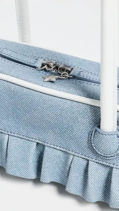 MARGESHERWOOD x Peanuts Boston Mini Bag Blue & White Denim Effect Suede One Size | Thumbnail 5