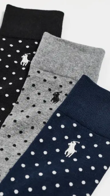 Polo Ralph Lauren Dot Socks 3 Pack Navy Multi | Thumbnail 3