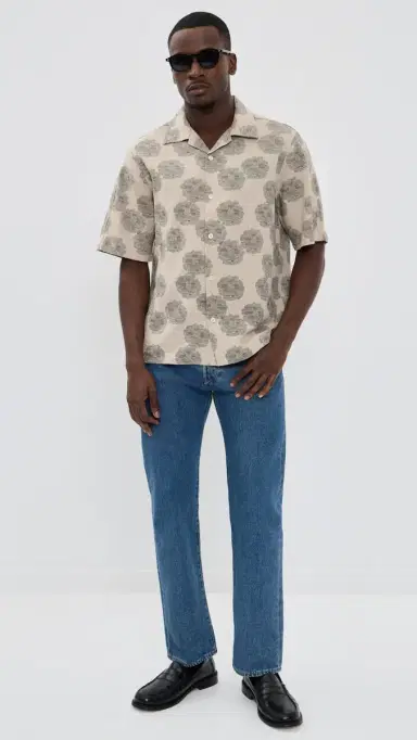 NN07 Ole Printed Linen Shirt Oatmeal | Thumbnail 5 NN07 Ole Printed Linen Shirt Oatmeal | Thumbnail 5