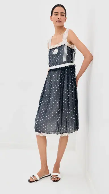 Marc Jacobs Ribbon trap Chiffon Dress Navy Multi | Thumbnail 2