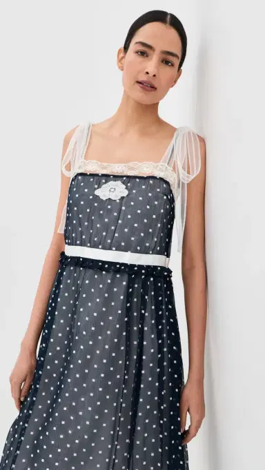 Marc Jacobs Ribbon trap Chiffon Dress Navy Multi | Thumbnail 3
