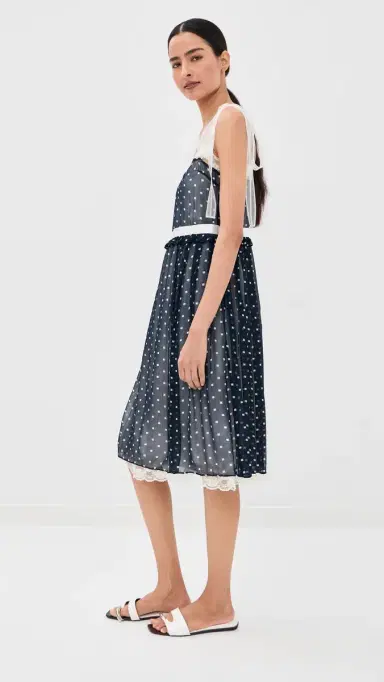 Marc Jacobs Ribbon trap Chiffon Dress Navy Multi | Thumbnail 5