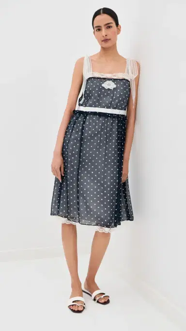 Marc Jacobs Ribbon trap Chiffon Dress Navy Multi | Thumbnail 6