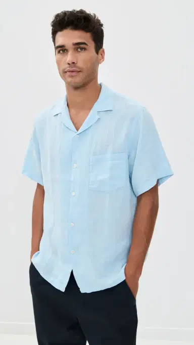 Portuguese Flannel Linen Camp Collar Shirt ky | Thumbnail 2