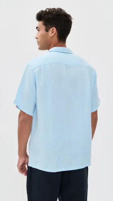 Portuguese Flannel Linen Camp Collar Shirt ky | Thumbnail 3