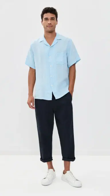 Portuguese Flannel Linen Camp Collar Shirt ky | Thumbnail 5