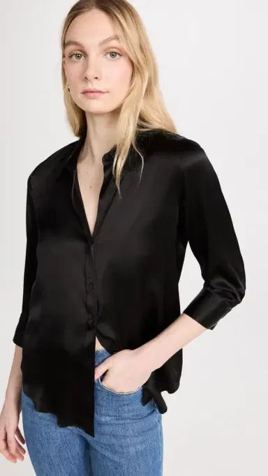 L'AGENCE Dani 3/4 Sleeve Blouse Black | Thumbnail 2