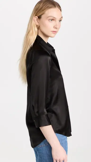 L'AGENCE Dani 3/4 Sleeve Blouse Black | Thumbnail 4