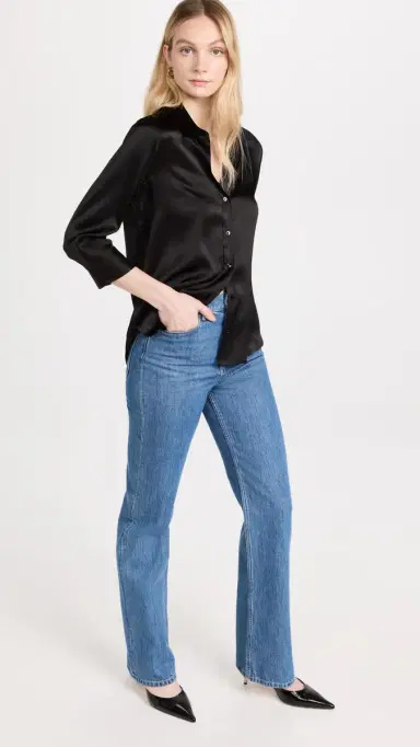 L'AGENCE Dani 3/4 Sleeve Blouse Black | Thumbnail 5