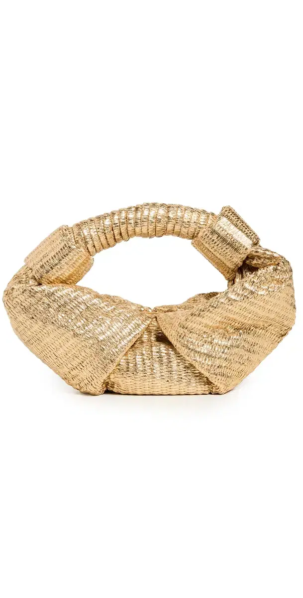 Metallic Raffia Lopsy Bag Gold/Natural One Size