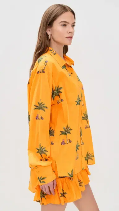 Coniglio Palm Beach Classic Button Down Shirt Petit Palm Orange One Size | Thumbnail 4