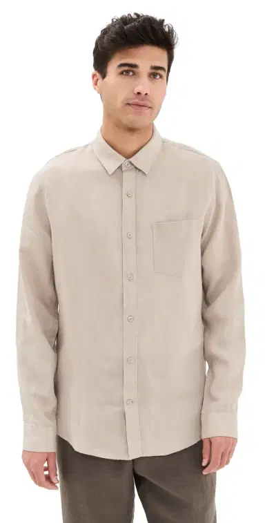 Vince Linen Shirt Pumice Rock L | Thumbnail 1