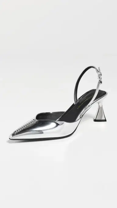 Stella McCartney Elsa Mirror Alter Mat Slingback Heels 65mm Silver | Thumbnail 2 Stella McCartney Elsa Mirror Alter Mat Slingback Heels 65mm Silver | Thumbnail 2