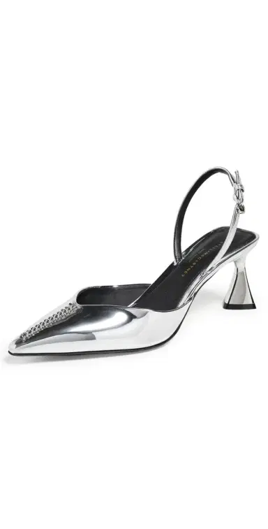 Stella McCartney Elsa Mirror Alter Mat Slingback Heels 65mm Silver | Thumbnail 1 Stella McCartney Elsa Mirror Alter Mat Slingback Heels 65mm Silver | Thumbnail 1