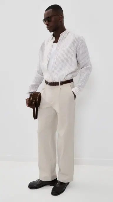 Theory Relaxed Pleat Pants in Moonsoft Cotton Silver Cloud | Thumbnail 2 Theory Relaxed Pleat Pants in Moonsoft Cotton Silver Cloud | Thumbnail 2