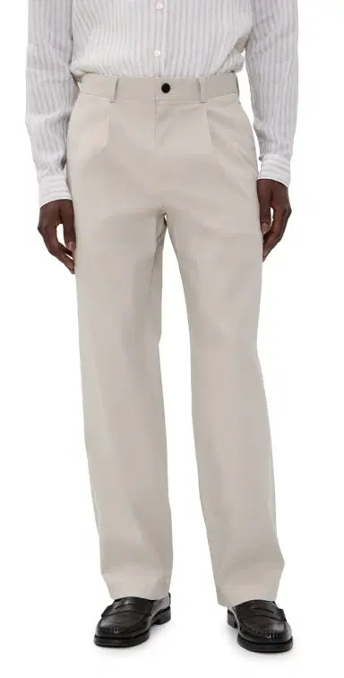 Theory Relaxed Pleat Pants in Moonsoft Cotton Silver Cloud | Thumbnail 1 Theory Relaxed Pleat Pants in Moonsoft Cotton Silver Cloud | Thumbnail 1