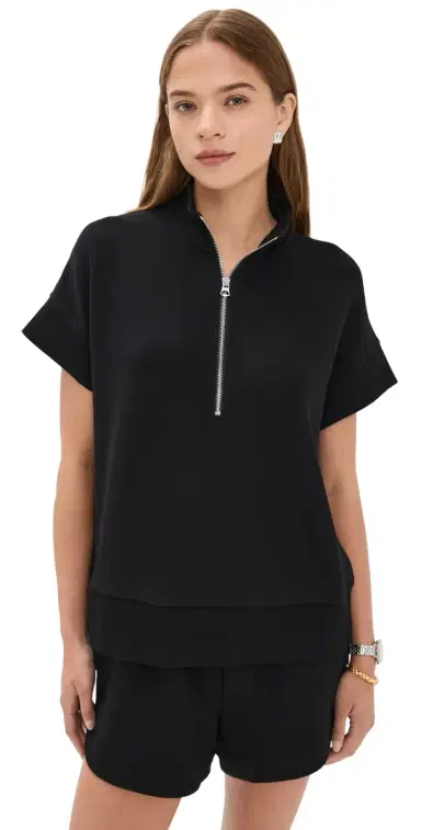 Varley Ritchie Short Sleeve Sweatshirt Black | Thumbnail 1 Varley Ritchie Short Sleeve Sweatshirt Black | Thumbnail 1