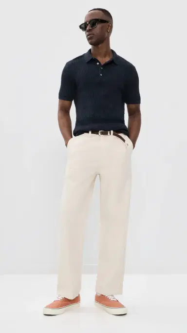 Billy Reid Diamond Knit Polo Carbon Blue | Thumbnail 5 Billy Reid Diamond Knit Polo Carbon Blue | Thumbnail 5