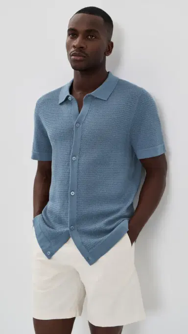 Onia Drop Needle Button Up Shirt Mist | Thumbnail 2