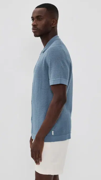 Onia Drop Needle Button Up Shirt Mist | Thumbnail 4