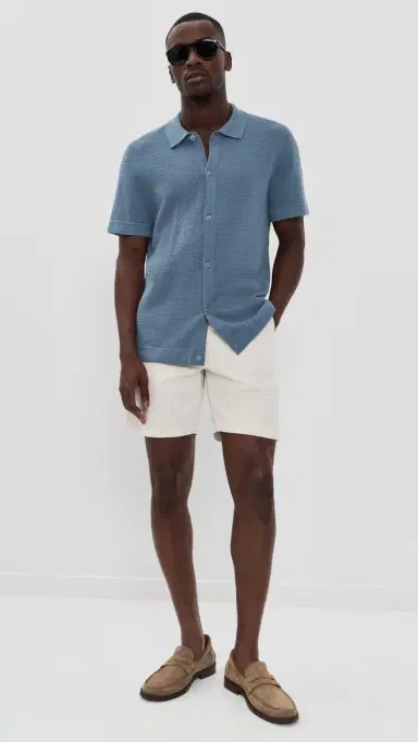 Onia Drop Needle Button Up Shirt Mist | Thumbnail 5