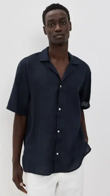 Ancora The Navy Resort Men Linen Shirt Navy | Thumbnail 2