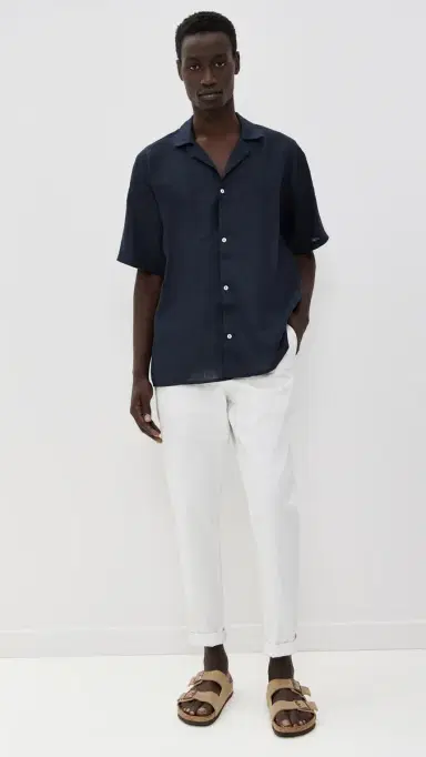 Ancora The Navy Resort Men Linen Shirt Navy | Thumbnail 5