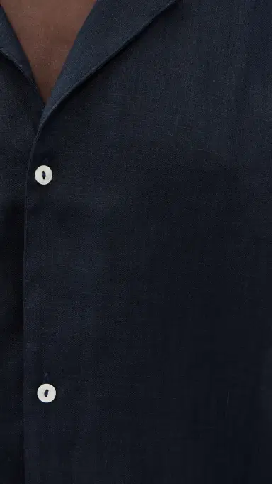 Ancora The Navy Resort Men Linen Shirt Navy | Thumbnail 6