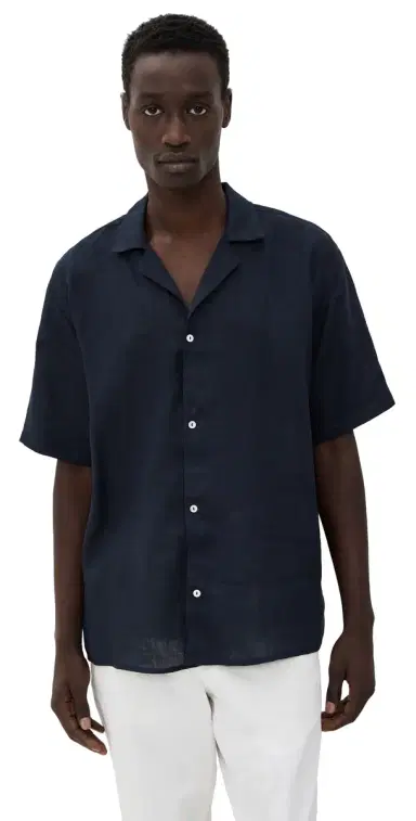 Ancora The Navy Resort Men Linen Shirt Navy | Thumbnail 1