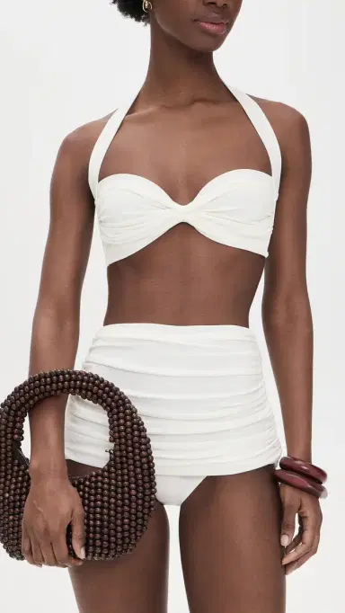 Norma Kamali Bill High Waist Bikini Bottoms Snow White | Thumbnail 4