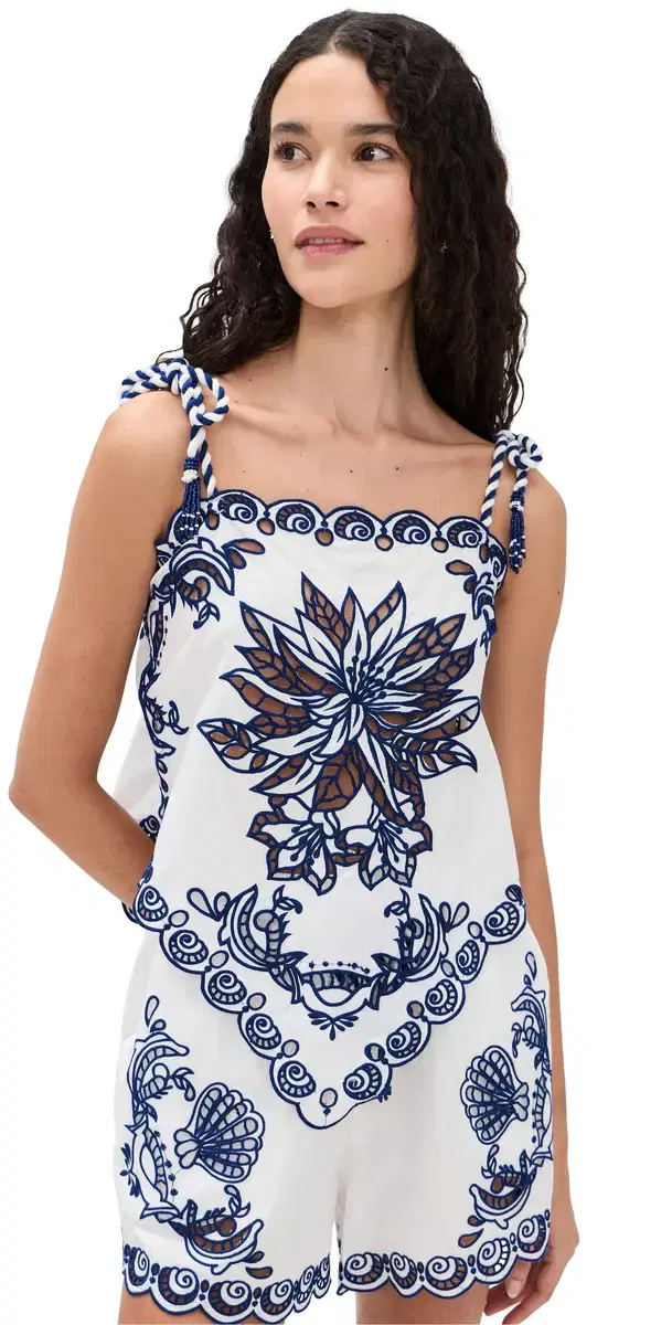 Garden Tiles Richelieu Blouse White