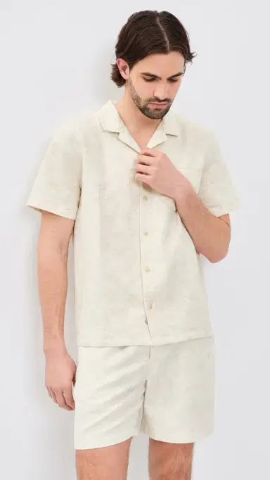 Marine Layer Jacquard Resort Shirt Natural/Tan | Thumbnail 2 Marine Layer Jacquard Resort Shirt Natural/Tan | Thumbnail 2