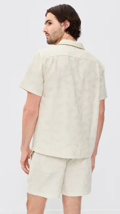 Marine Layer Jacquard Resort Shirt Natural/Tan | Thumbnail 3 Marine Layer Jacquard Resort Shirt Natural/Tan | Thumbnail 3