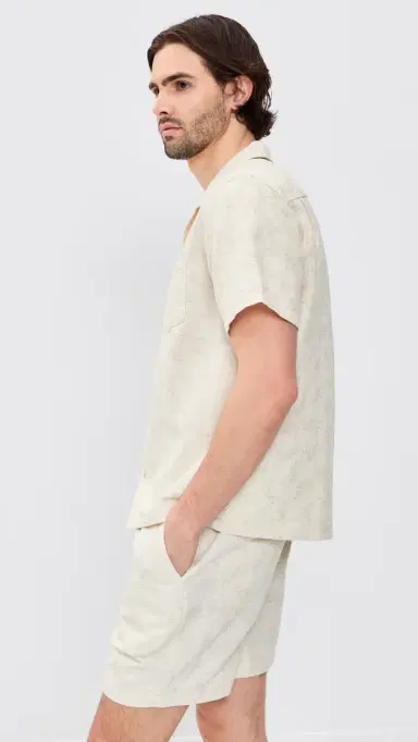 Marine Layer Jacquard Resort Shirt Natural/Tan | Thumbnail 4 Marine Layer Jacquard Resort Shirt Natural/Tan | Thumbnail 4