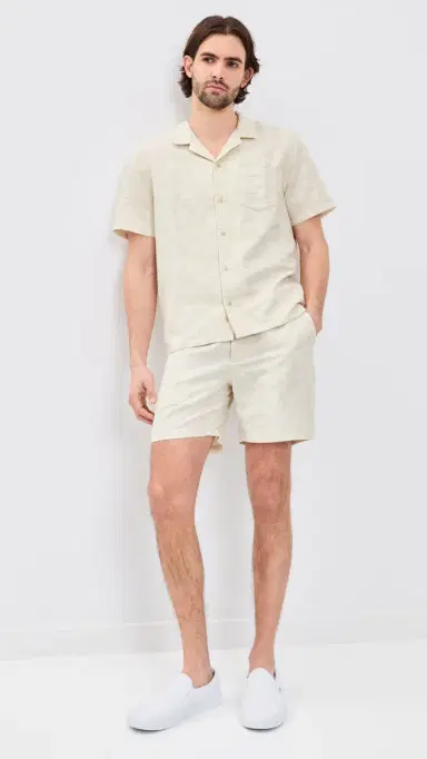 Marine Layer Jacquard Resort Shirt Natural/Tan | Thumbnail 5 Marine Layer Jacquard Resort Shirt Natural/Tan | Thumbnail 5