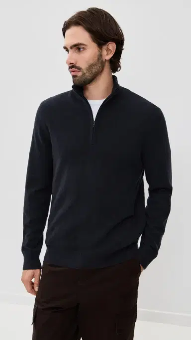 Vince Cashmere Quarter Zip Sweater Coastal M | Thumbnail 2