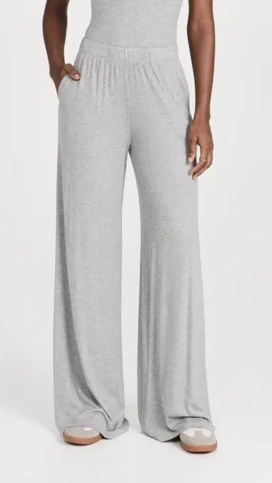 Sprwmn Rib Wide Leg Pants Heather Grey L | Thumbnail 2