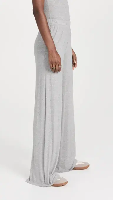 Sprwmn Rib Wide Leg Pants Heather Grey L | Thumbnail 4