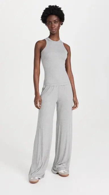 Sprwmn Rib Wide Leg Pants Heather Grey L | Thumbnail 5
