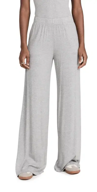 Sprwmn Rib Wide Leg Pants Heather Grey L | Thumbnail 1